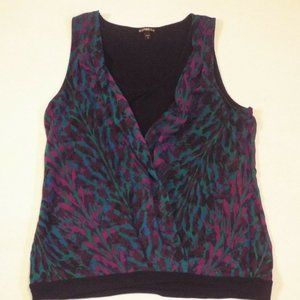 Express Peacock Black Purple Sleeveless Blouse